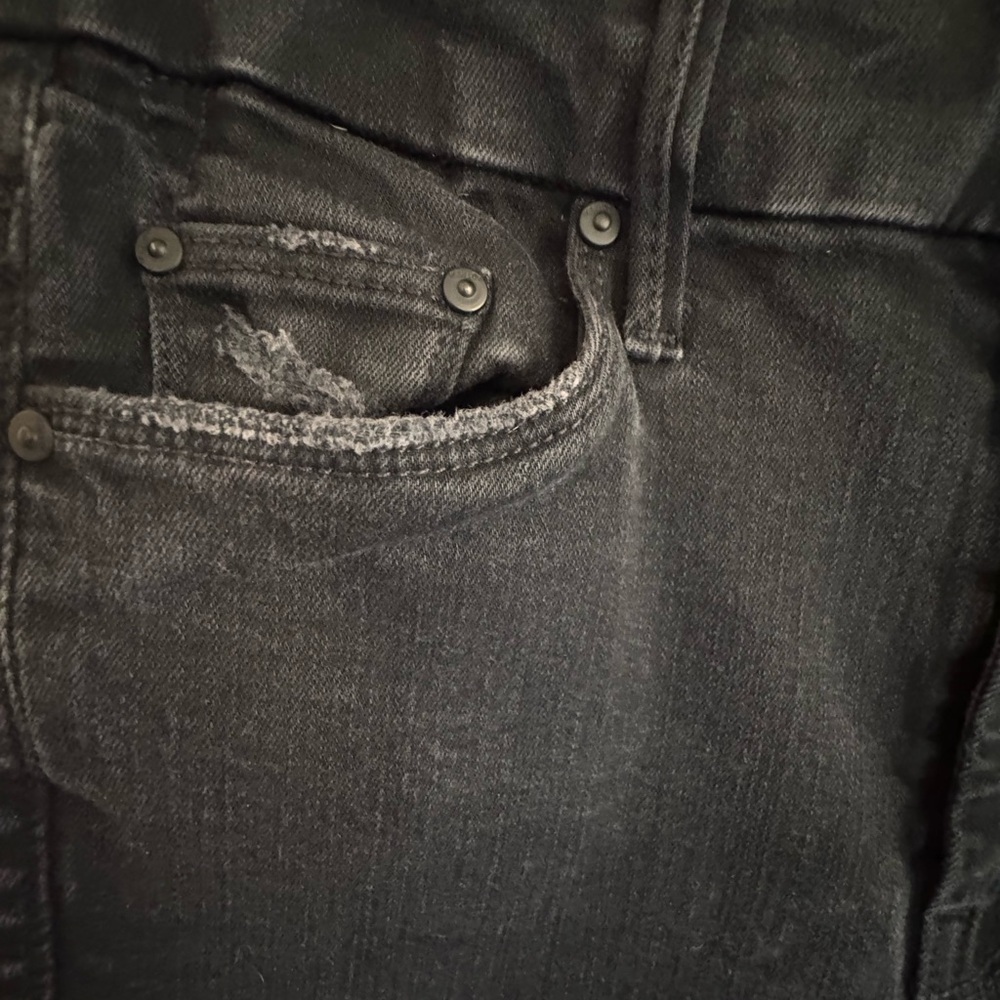 MOTHER Looker Ankle Fray Skinny Jeans Black Distressed 27 - Picture 5 of 11